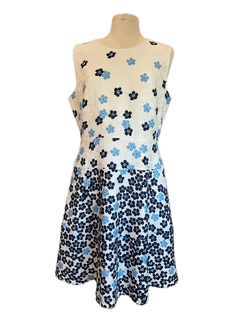 Karl Lagerfeld White Dress with Blue and Black Floral Print